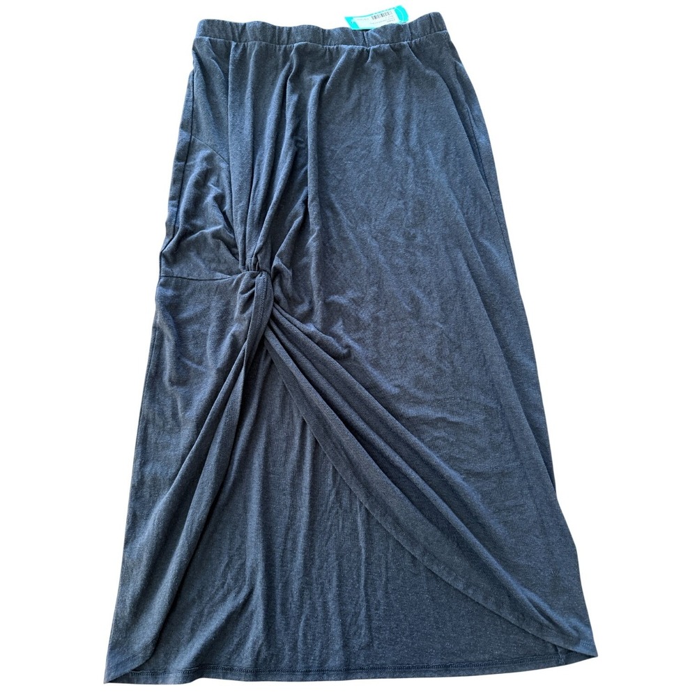 Z Supply Sabina Triblend‎ Knot Skirt Women's large Black Draped Midi NWT